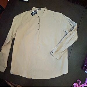 COOFANDY - Beige Button Down Shirt